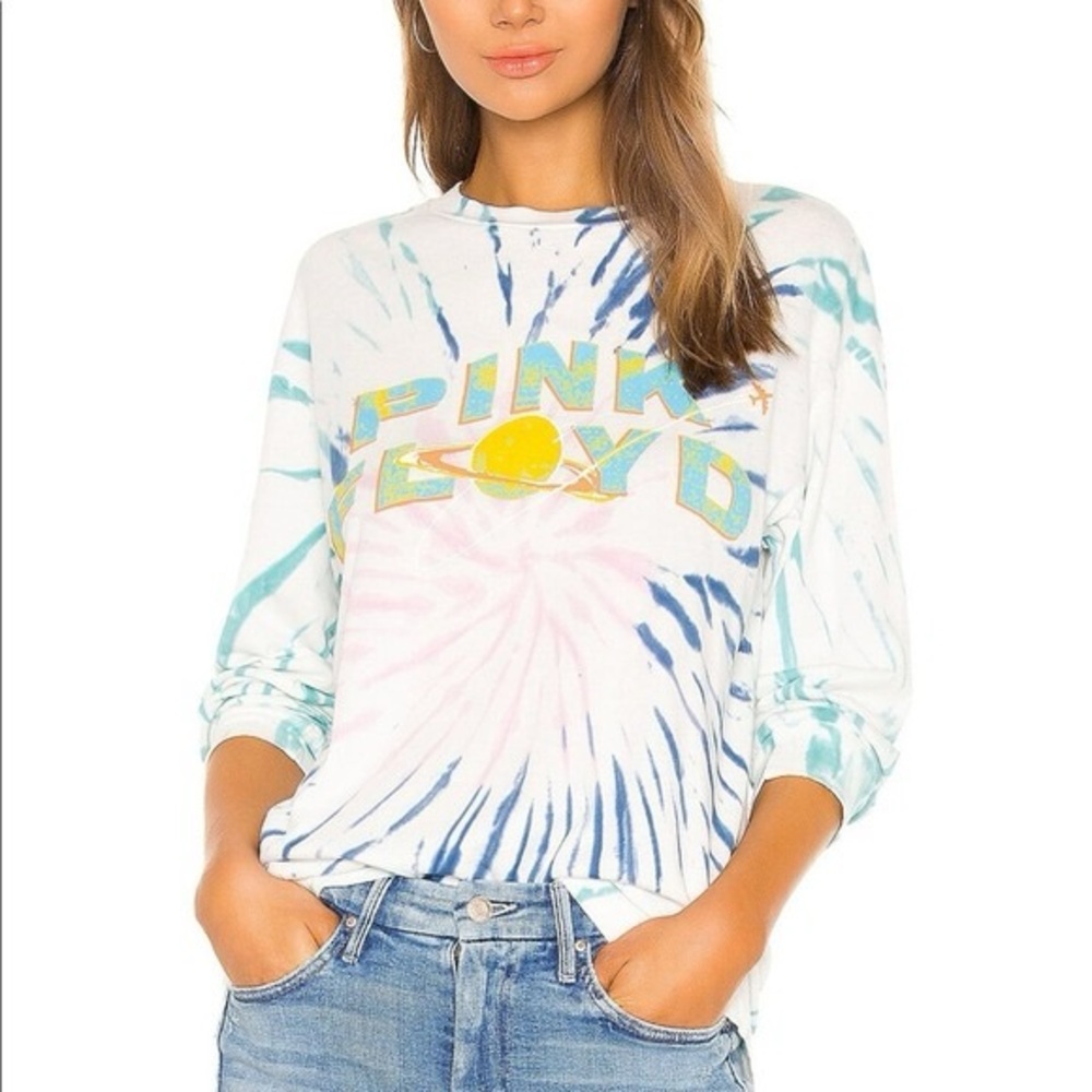 DAYDREAMER Pink Floyd‎ Space Oversized Long Sleeve Tie Dye Band Tee large